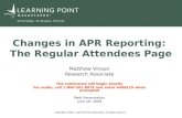 Changes in APR Reporting:  The Regular Attendees Page