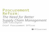 Procurement Reform:  The Need for Better  Supply Chain Management