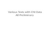 Various Tests with CNI Data All Preliminary