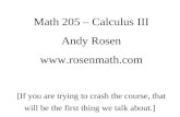 Math 205 – Calculus III Andy Rosen rosenmath
