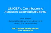 UNICEF´s Contribution to Access to Essential Medicines