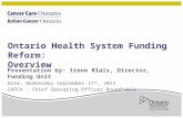 Ontario Health System Funding Reform: Overview
