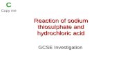 Reaction of sodium thiosulphate and hydrochloric acid