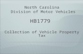 North Carolina  Division of Motor Vehicles HB1779  Collection of Vehicle Property Tax