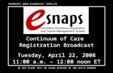 Continuum of Care  Registration Broadcast Tuesday, April 22, 2008 11:00 a.m. – 12:00 noon ET
