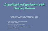 Crystallisation  Experiments  with Complex  Plasmas
