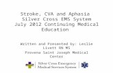 Stroke, CVA and Aphasia  Silver Cross EMS System July 2012 Continuing Medical Education