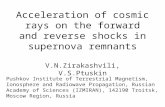 Acceleration of cosmic rays on the forward and reverse shocks in supernova remnants
