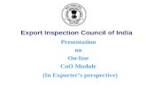 Presentation  on  On-line  CoO Module  (In Exporter ’ s perspective)