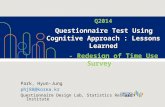 Q2014 Questionnaire Test Using Cognitive Approach : Lessons Learned