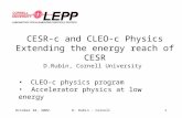CESR-c and CLEO-c Physics Extending the energy reach of CESR