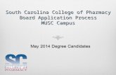 South Carolina College of Pharmacy Board Application Process MUSC Campus