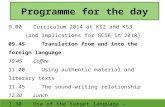9.00 Curriculum 2014 at KS2 and KS3  (and implications for GCSE in 2018)