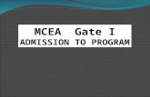 MCEA  Gate I ADMISSION TO PROGRAM