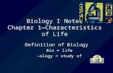 Biology I Notes Chapter 1—Characteristics of Life