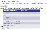 TOPIC : Measurement Aim : Explain can we convert measurements? Do Now :