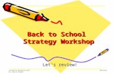 Back to School  Strategy Workshop
