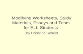 Modifying Worksheets, Study Materials, Essays and Tests  for ELL Students