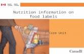 Nutrition information on food labels