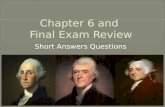 Chapter 6 and  Final Exam Review