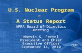 U.S. Nuclear Program –  A Status Report