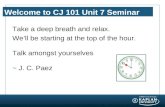 Welcome to CJ 101 Unit 7 Seminar