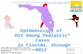 Epidemiology of  HIV Among Pediatric* Cases  in Florida, through 2012