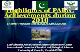 Highlights of PABIC Achievements during 2010