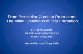 From Pre-stellar  Cores to  Proto-stars: The  Initial Conditions of  Star  Formation