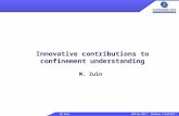 Innovative contributions to confinement understanding M. Zuin