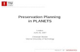 Preservation Planning  in PLANETS