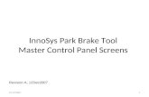 InnoSys Park Brake Tool Master Control Panel Screens