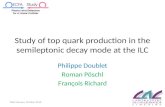 Study  of top quark production in the  semileptonic decay  mode  at  the ILC