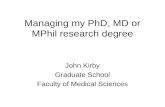 Managing my PhD, MD or MPhil research degree