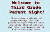 Welcome to  Third Grade  Parent Night !