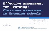 Effective assessment for learning: Classroom assessment in Estonian schools