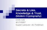 Secrets & Lies, Knowledge & Trust. (Modern Cryptography)