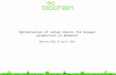 Optimisation  of  value chains  for biogas  production  in Denmark Meeting 30th of April 2013