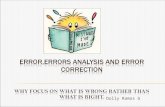 ERROR,ERRORS ANALYSIS AND ERROR CORRECTION Why focus on what is wrong rather than what is right.