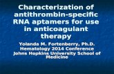 Characterization of  antithrombin -specific RNA  aptamers  for use in anticoagulant therapy
