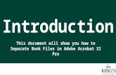 This document will show you how to Separate Book Files in  Adobe Acrobat XI Pro