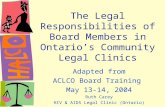 The Legal Responsibilities of Board Members in Ontario’s Community Legal Clinics
