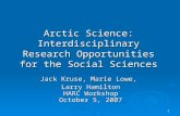 Arctic Science: Interdisciplinary Research Opportunities for the Social Sciences