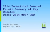 2014 Industrial General  Permit  Summary of Key Updates Order 2014-0057-DWQ
