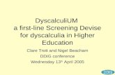 DyscalculiUM  a first-line Screening Devise for dyscalculia in Higher Education
