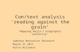 Con/text analysis ‘reading against the grain’
