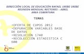 TEMAS  OFERTA DE CUPOS 2012 DEPURACIÓN VARIABLES BASE DE DATOS RESOLUCIÓN 1740