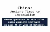 China: Ancient Times to Imperialism