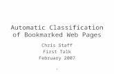 Automatic Classification of Bookmarked Web Pages
