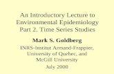 An Introductory Lecture to Environmental Epidemiology Part 2. Time Series Studies